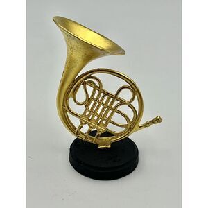 Beautiful Small Cast Metal Figure FRENCH HORN lifelike Music Instrument Model